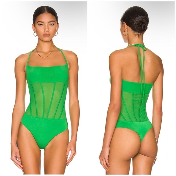❤️‍🔥3 FOR $50❤️‍🔥 Majorelle Marilyn Bodysuit in Green Apple Size XS - Picture 1 of 12